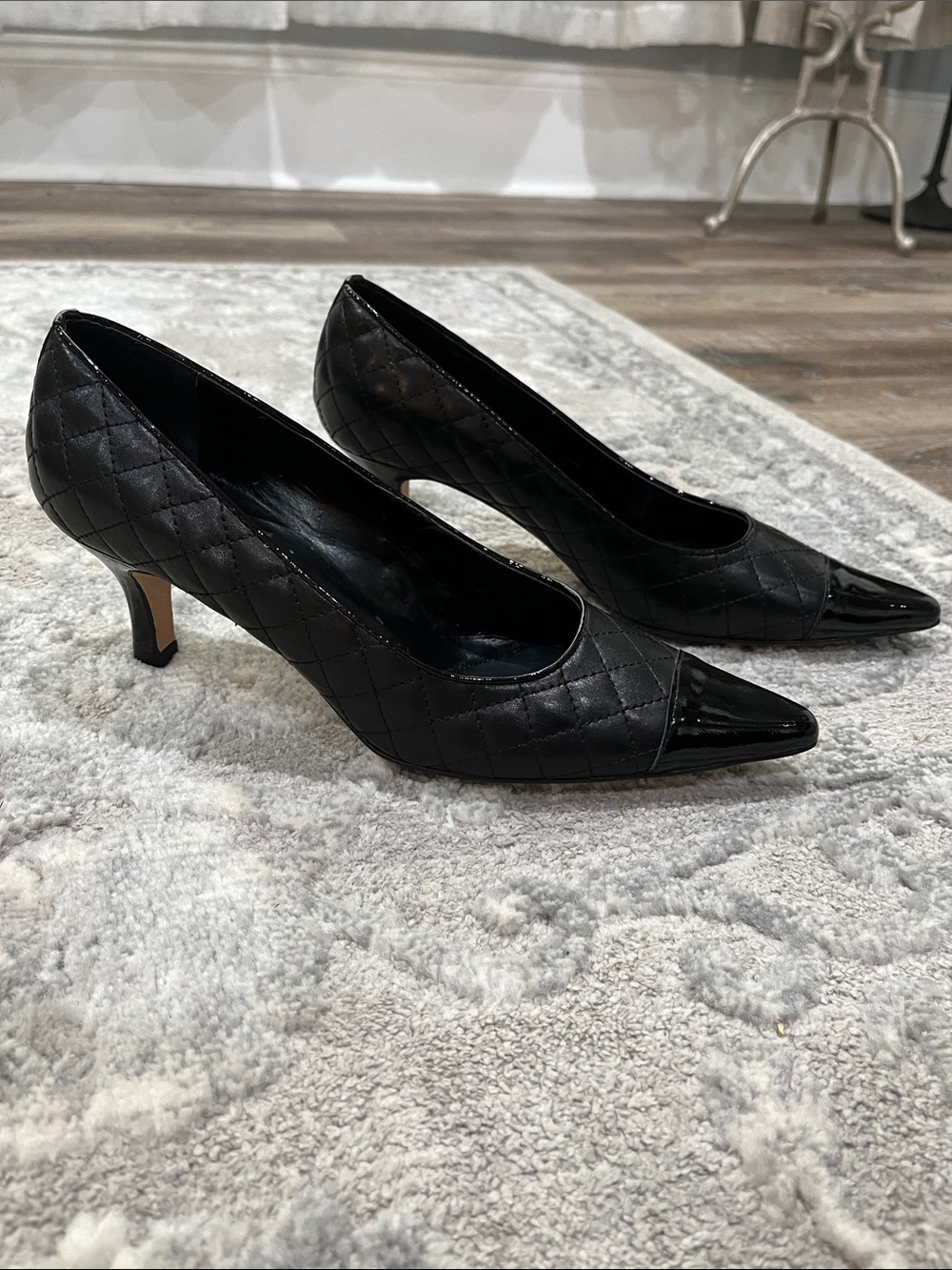 VANELi Black Quilted Pointed-Toe Kitten Heel Pumps - Women